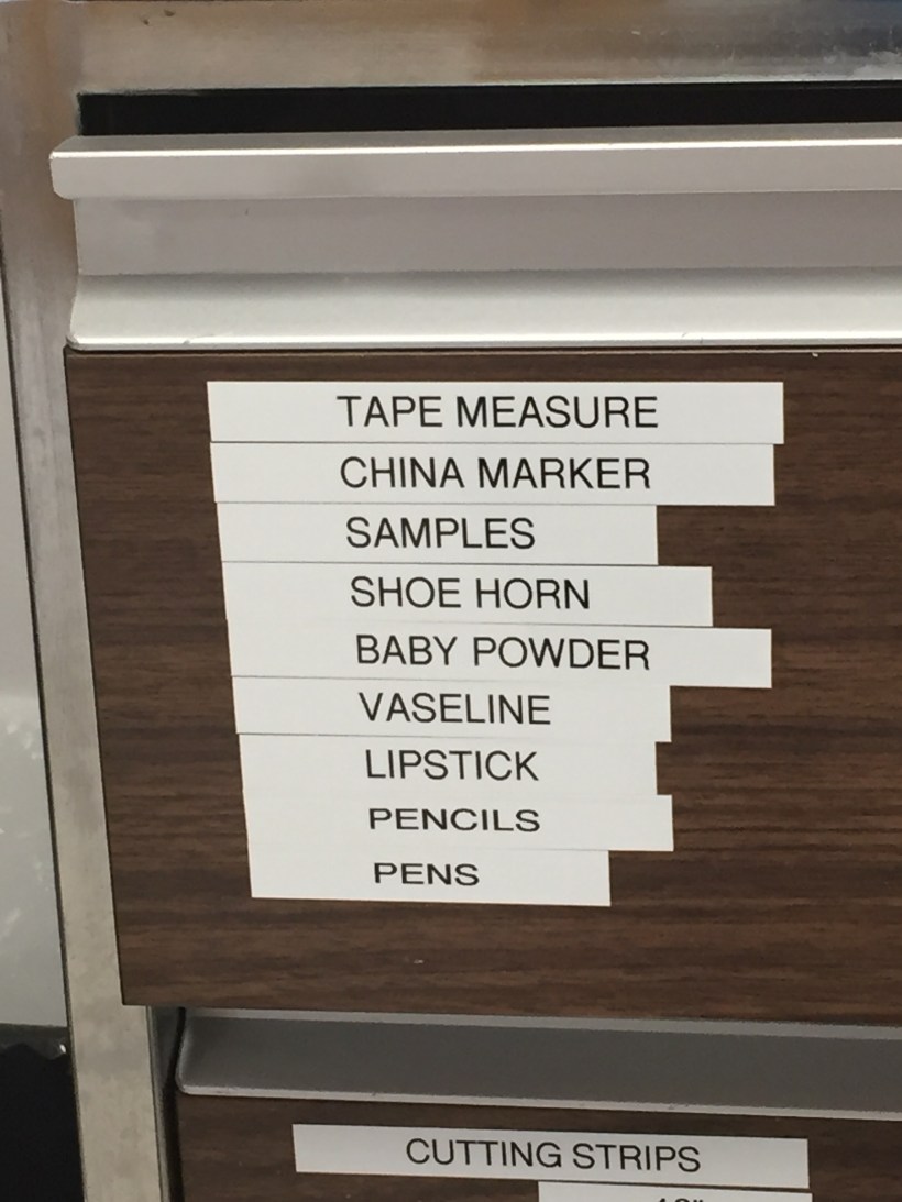 List on drawer at Glenrose